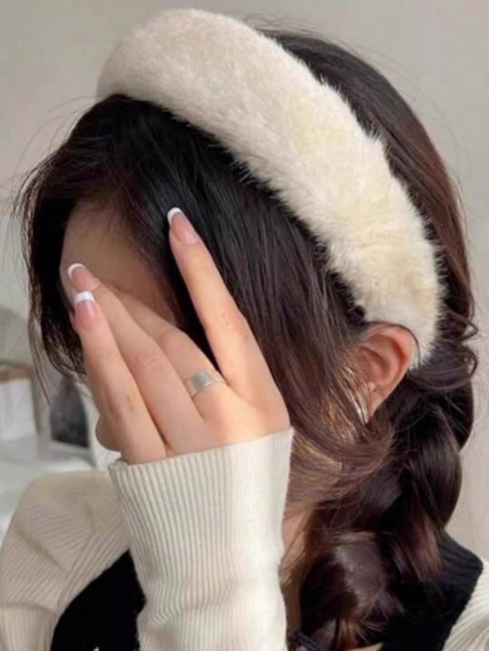 Plush Cream Faux-Fur Headband